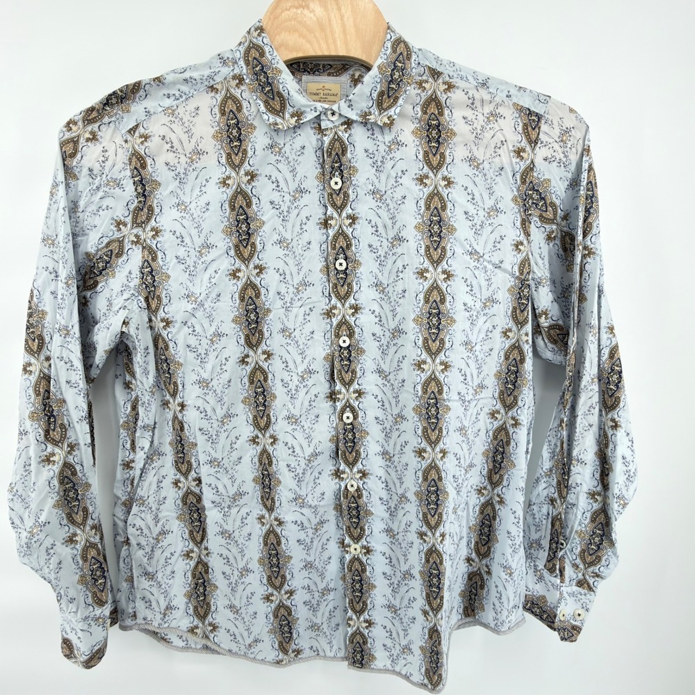 Tommy Bahama Button Down Shirt Mens XL Blue Paisley Floral Medallion Cotton